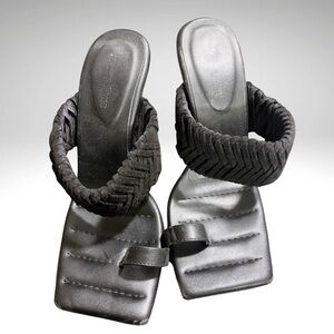 AKIRA Black Braided Strap Sandals